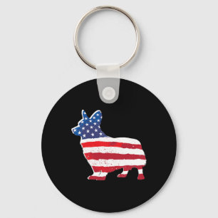 Usa American Flag Corgi Pet Dog Lovers 4th Of July Key Ring