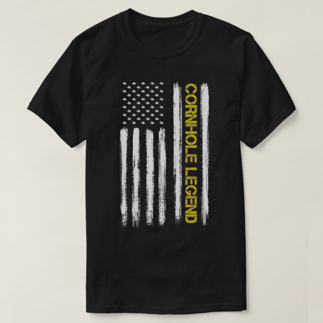 USA American Flag Cornhole Legend Champion Bean Ba T-Shirt (Design Front)