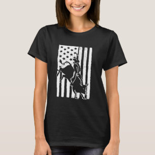 USA American Flag Cowboy Theme Bull Riding Rodeo L T-Shirt