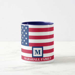 USA American Flag Customised Monogram 4th Of July Mug