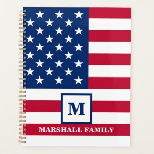 USA American Flag Customised Monogram 4th Of July Planner