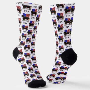 USA American Flag Dachshund - (black & tan) Socks
