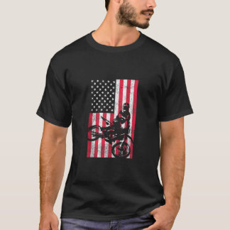 USA American Flag Dirt Bike Red White Blue 4th of  T-Shirt