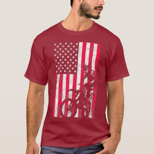 USA American Flag Dirt Bike Red White Blue 4th T-Shirt