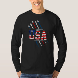 Usa American Flag Fighter Jet Air Show 4th Of July T-Shirt