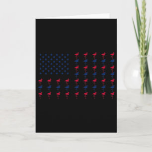Usa American Flag Flamingo Lover 4th Of July Patri Card