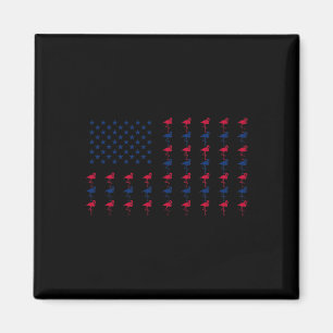 Usa American Flag Flamingo Lover 4th Of July Patri Magnet