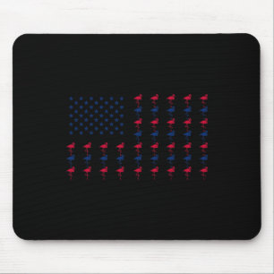 Usa American Flag Flamingo Lover 4th Of July Patri Mouse Pad