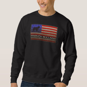 Usa American Flag French Bulldog Frenchie Silhouet Sweatshirt