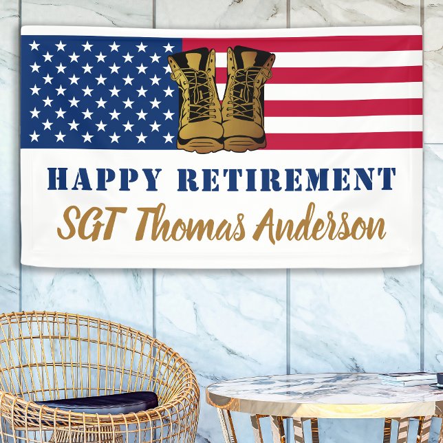 USA American Flag Gold Boots Military Retirement Banner (Creator Uploaded)