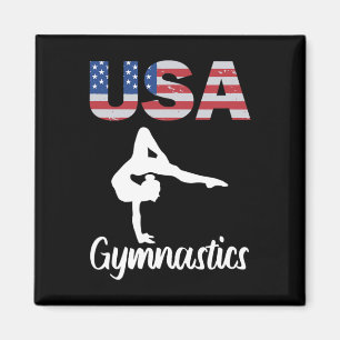 Usa American Flag Gymnastics Tee Gymnast 4th Of Ju Magnet