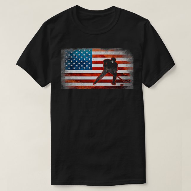 USA American Flag Hockey 4th of July Men Kids Boys T-Shirt (Design Front)