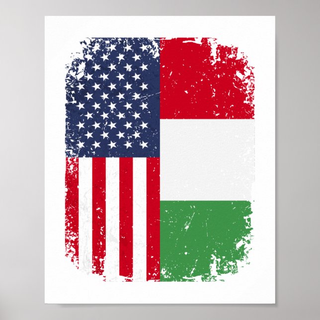 USA American Flag Italy Italian Poster (Front)