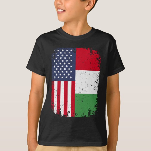 USA American Flag Italy Italian T-Shirt (Front)