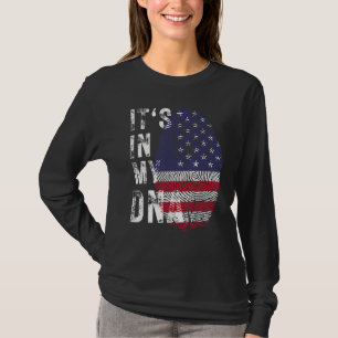 Usa American Flag It's In My Dna Fingerprint For M T-Shirt
