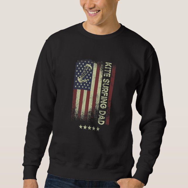 USA American Flag  Kite Surfing Dad  1 Sweatshirt (Front)