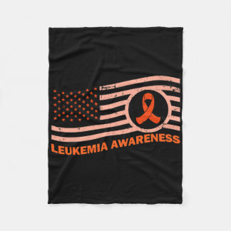 Usa American Flag Leukaemia Awareness Orange Ribbo Fleece Blanket