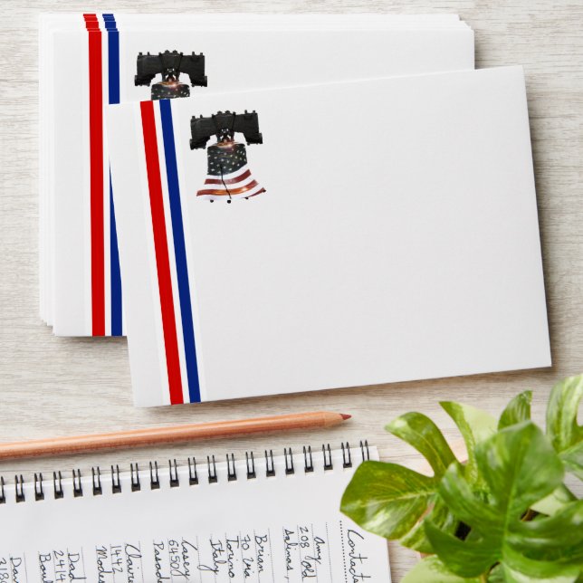 USA American Flag Liberty Bell Envelope (Stacked)