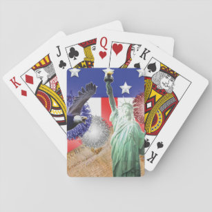 USA American Flag Liberty Fireworks Eagle Playing Cards
