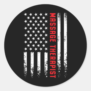 Usa American Flag Licensed Mage Therapist 4th Of J Classic Round Sticker