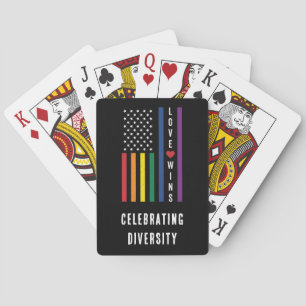 USA American Flag Love Wins LGBTQ Gay Pride Playing Cards