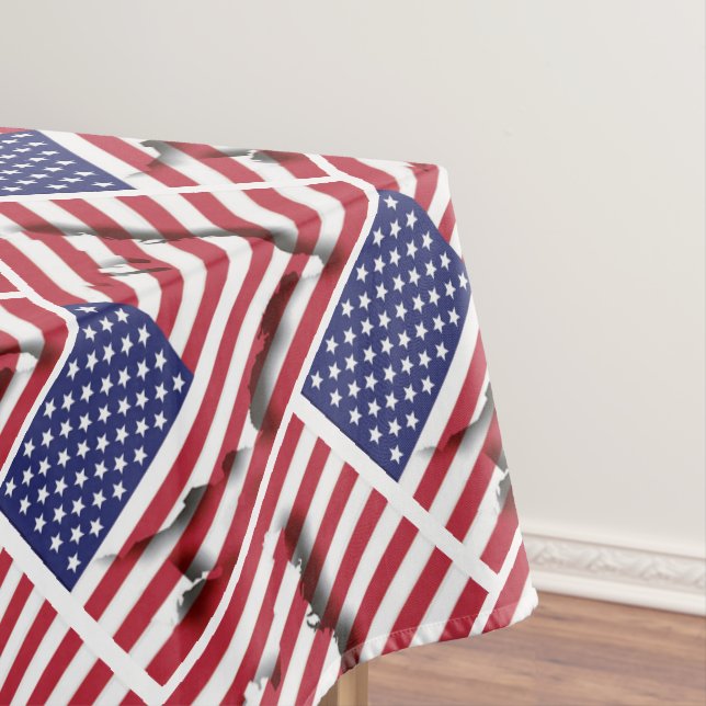 USA AMERICAN Flag Map Stylish Patriotic Geometric Tablecloth (In Situ)