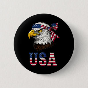 Usa American Flag Men Women Kids Bald Eagle Patrio 6 Cm Round Badge