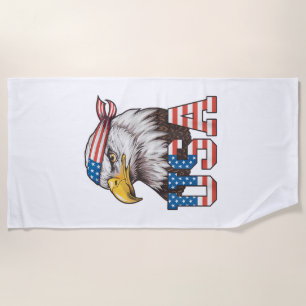 USA American Flag Men Women Kids Bald Eagle Patrio Beach Towel