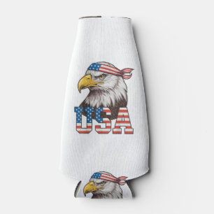 USA American Flag Men Women Kids Bald Eagle Patrio Bottle Cooler