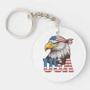 USA American Flag Men Women Kids Bald Eagle Patrio Key Ring