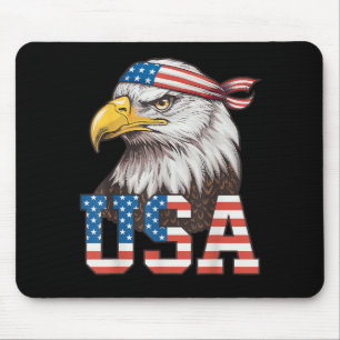 USA American Flag Men Women Kids Bald Eagle Patrio Mouse Pad