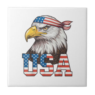 USA American Flag Men Women Kids Bald Eagle Patrio Tile