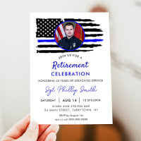 USA American Flag Military Police Retirement Invit