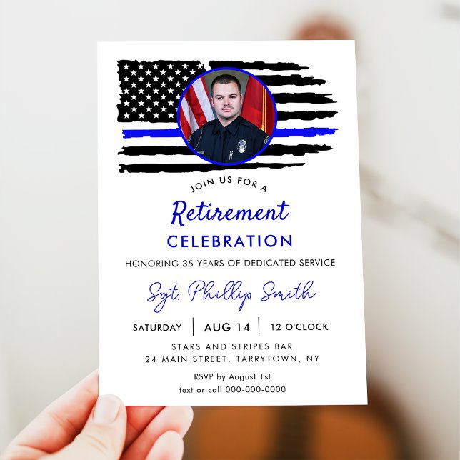USA American Flag Military Police Retirement Invit Invitation (Creator Uploaded)