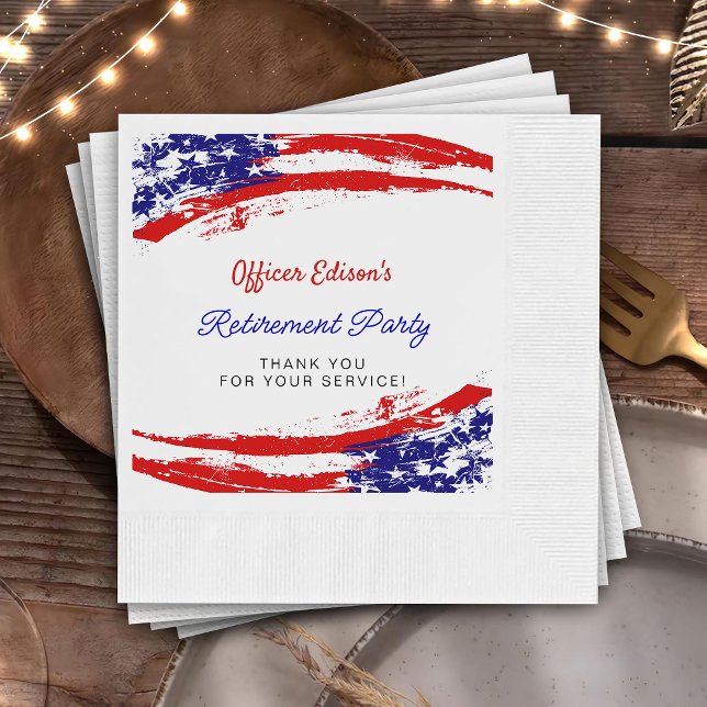 USA American Flag Military Retirement Party Napkin (Creator Uploaded)