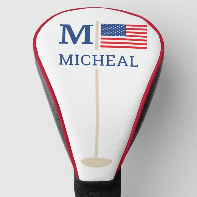USA American Flag Monogram Name Golf Head Cover (Creator Uploaded)