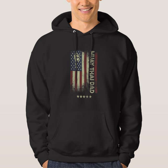 USA American Flag  Muay Thai Dad 1 Hoodie (Front)