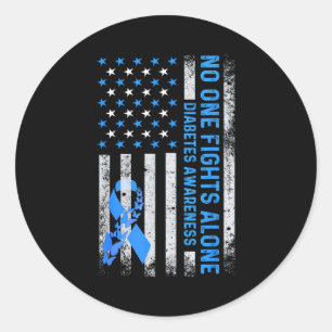 Usa American Flag No Fighting Alone Diabetes Aware Classic Round Sticker