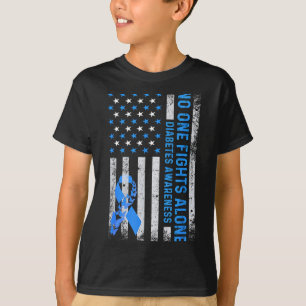 Usa American Flag No Fighting Alone Diabetes Aware T-Shirt