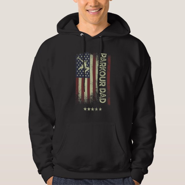USA American Flag  Parkour Dad 1 Hoodie (Front)