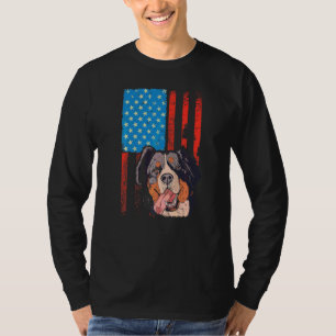 Usa American Flag  Patriotic Dog Bernese Mountain T-Shirt