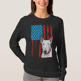 Usa American Flag  Patriotic Dog Bull Terrier T-Shirt