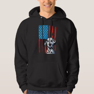 Usa American Flag  Patriotic Dog Dalmatian Hoodie