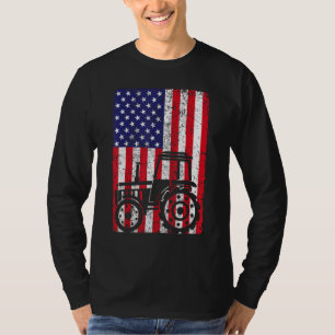 USA American Flag Patriotic Farm Tractors Farming T-Shirt