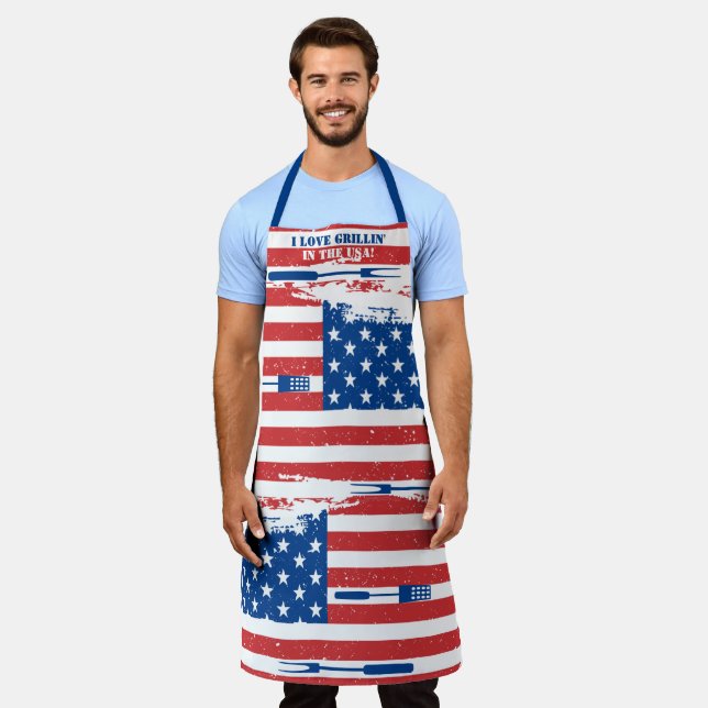 USA American flag patriotic grilling kitchen Apron (Worn)