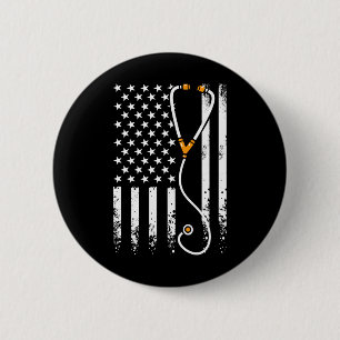 Usa American Flag Patriotic Nurse Day Week 4th Of 6 Cm Round Badge