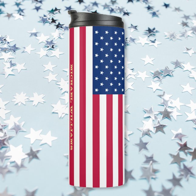 USA American Flag Patriotic Personalised Monogram Thermal Tumbler (USA American Flag Patriotic Personalized Monogram Thermal Tumbler)
