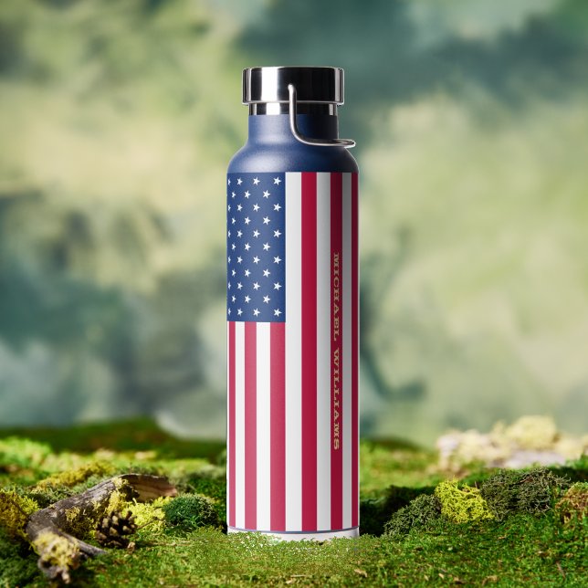 USA American Flag Patriotic Personalised Monogram Water Bottle (USA American Flag Patriotic Personalized Monogram Water Bottle)