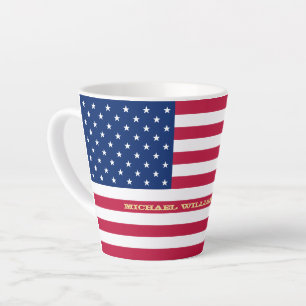 USA American Flag Patriotic Personalized Monogram Latte Mug