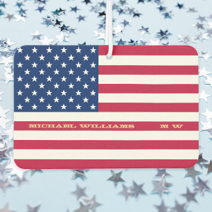 USA American Flag Patriotic Quote Monogrammed Car Air Freshener
